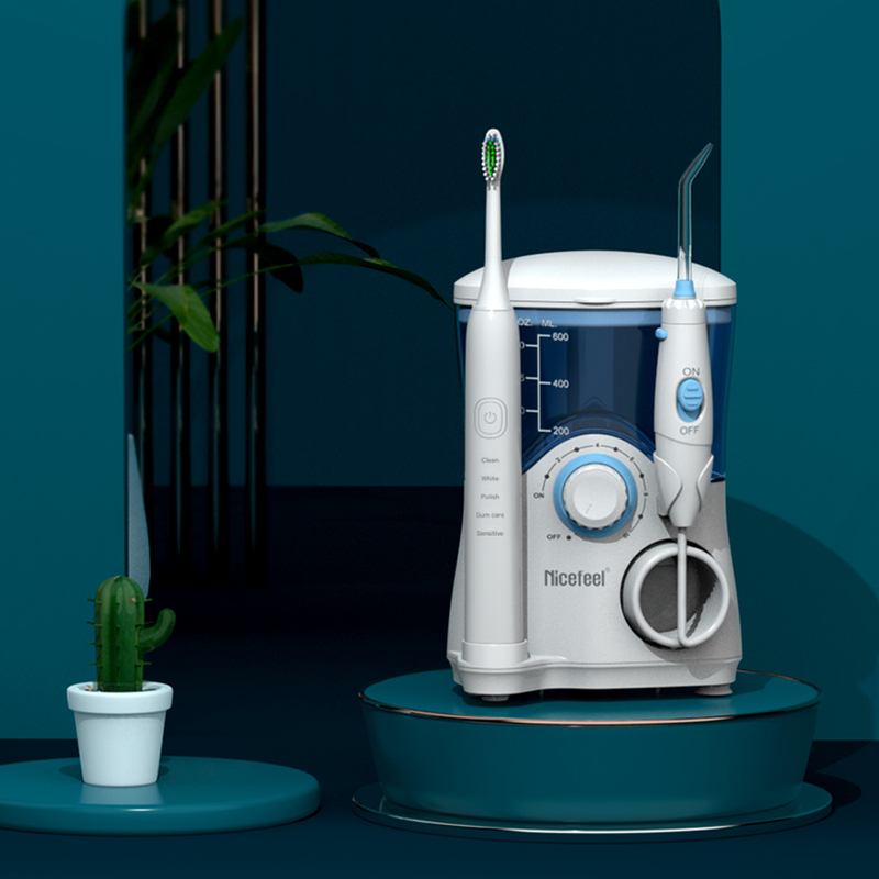 ผลิตภัณฑ์ทันตกรรม Sonic Toothbrush Water Flosser สำหรับครอบครัว 600ml สีขาว OEM ABS Tank