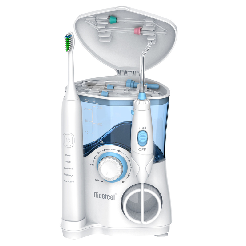ผลิตภัณฑ์ทันตกรรม Sonic Toothbrush Water Flosser สำหรับครอบครัว 600ml สีขาว OEM ABS Tank