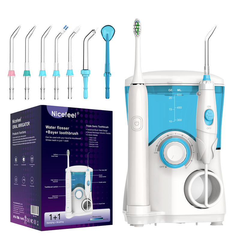 ผลิตภัณฑ์ทันตกรรม Sonic Toothbrush Water Flosser สำหรับครอบครัว 600ml สีขาว OEM ABS Tank
