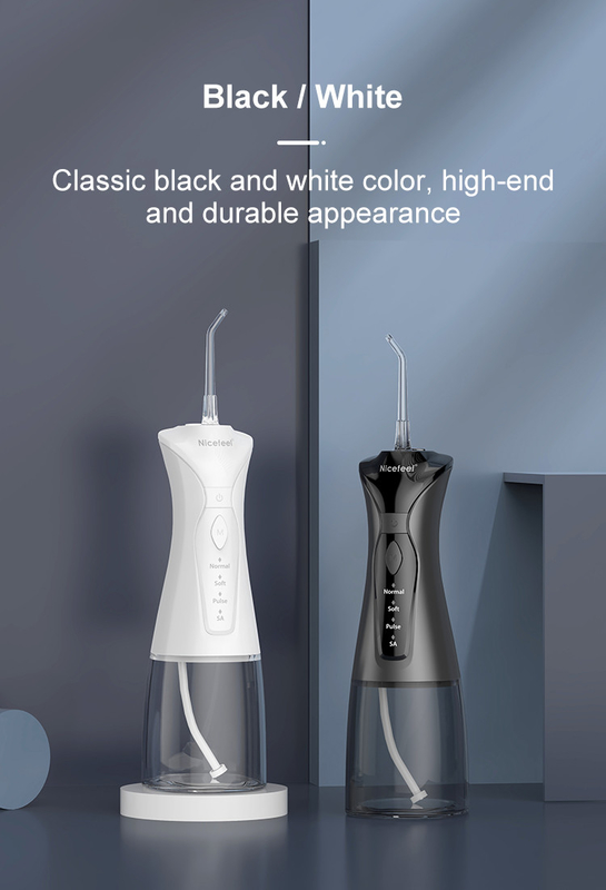 1400mAh Black Flosser Water Flosser ใช้แบตเตอรี่เครื่องฉีดน้ำในช่องปาก
