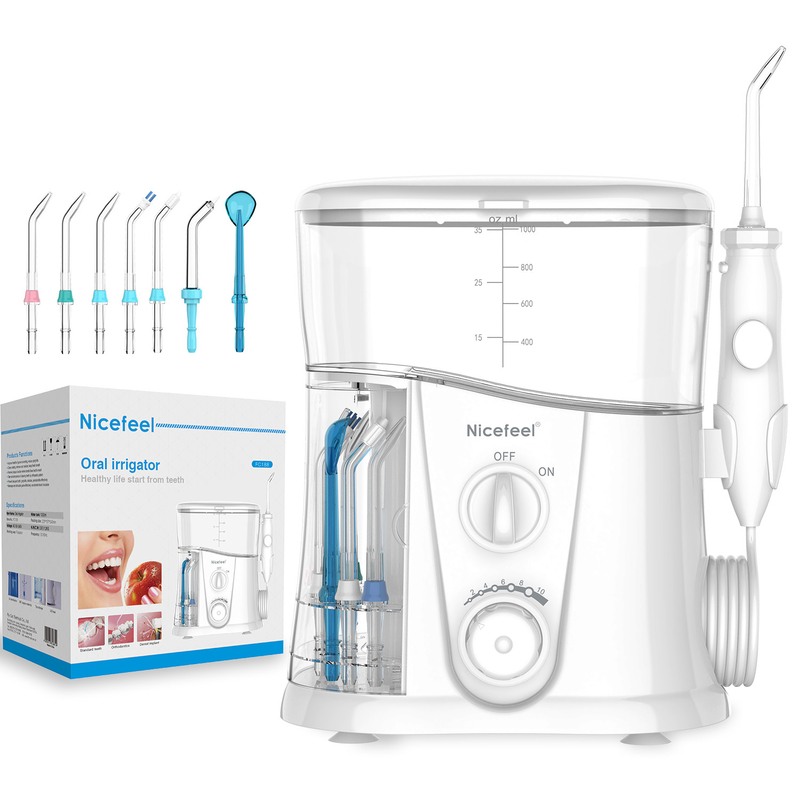 White Tank Water Flosser พร้อมหัวฉีด ABS เกรดอาหารสำหรับการดูแลช่องปาก