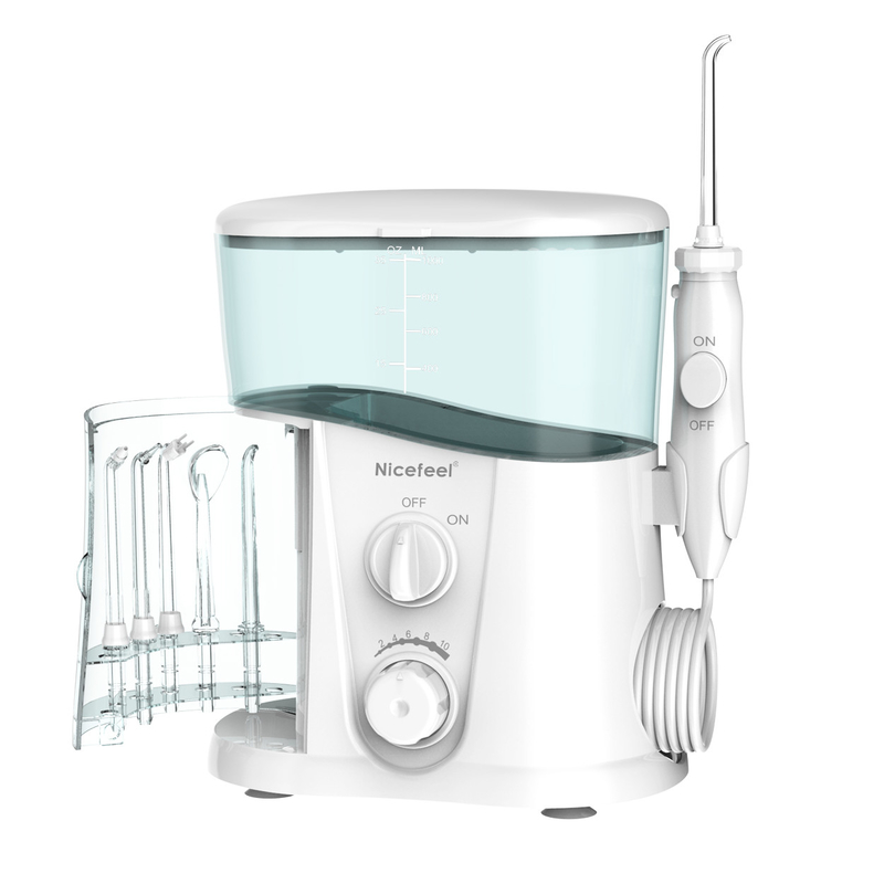 White Tank Water Flosser พร้อมหัวฉีด ABS เกรดอาหารสำหรับการดูแลช่องปาก