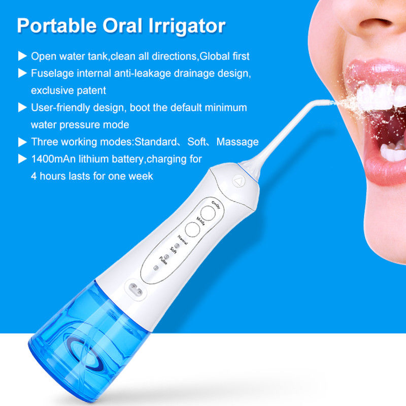 Water Flosser ไร้สาย เครื่องทำความสะอาดฟันแบบพกพามี 3 โหมด การทำความสะอาดที่ทรงพลัง แท้งค์น้ำ 300ML กันน้ำ IPX7