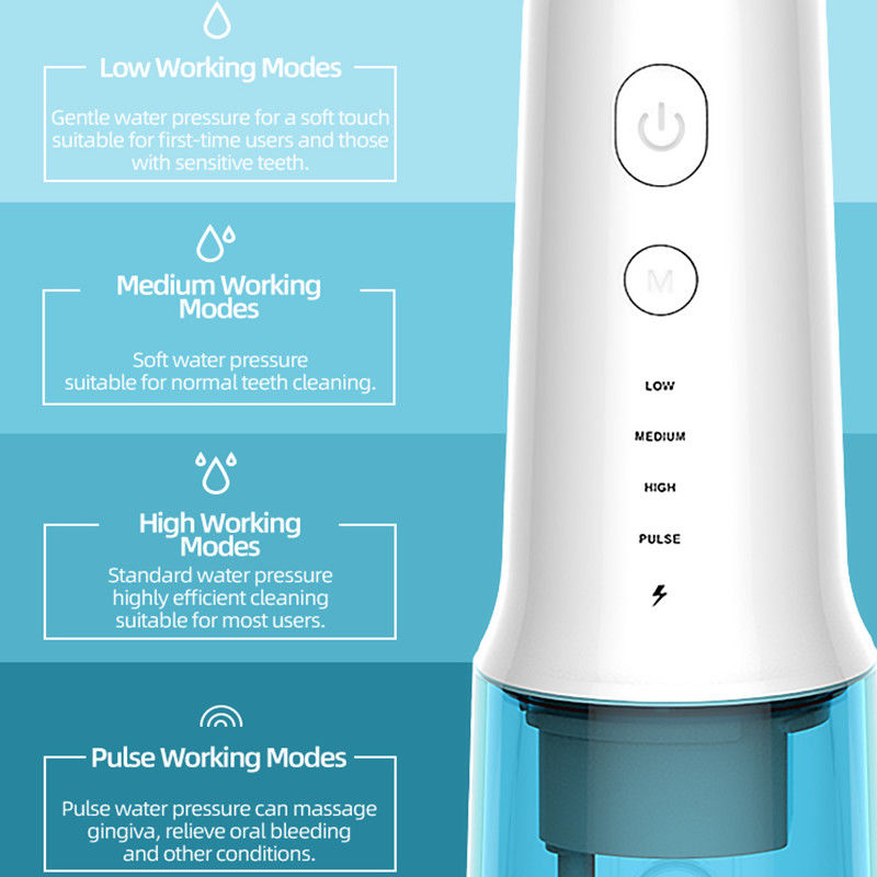 เครื่องชลประทานช่องปากไฟฟ้า DIY Water Flosser การดูแลช่องปากแบตเตอรี่ที่มีอายุการใช้งานยาวนานเป็นพิเศษ