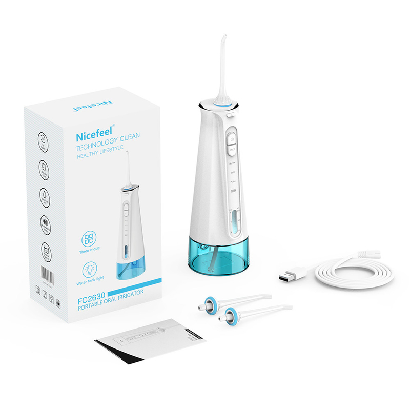 IPX7 กันน้ำ Oral Irrigator Nicefeel น้ำไร้สาย Flosser Oem โลโก้ถังน้ำขนาดใหญ่ Water Flosser ไร้สาย